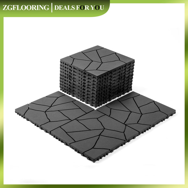 44 Pack Interlocking Deck Tile, Patio Deck Tiles,12x12in Square Waterproof Flooring Tiles All Weather Use, for Outdoor, Indoor, Poolside, Balcony, Backyard