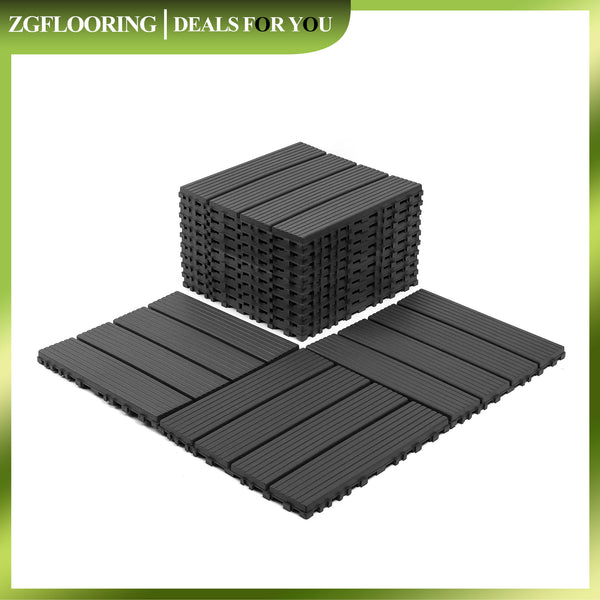 44PCS Interlocking Patio Deck Tiles - 12" x 12" Waterproof Indoor Outdoor Flooring, Patio Floor Decking for Balcony, Backyard, Garden & Poolside, All Weather Use