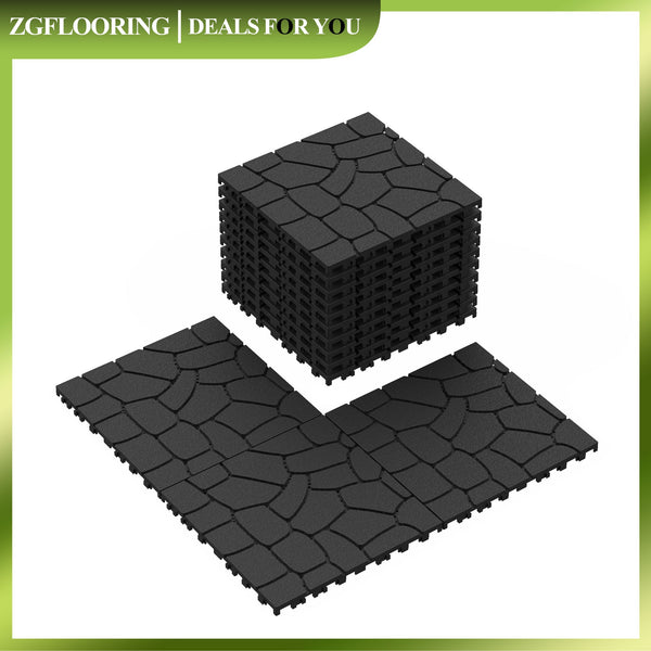 44 Pack Interlocking Deck Tile, Patio Deck Tiles,12x12in Square Waterproof Flooring Tiles All Weather Use, for Outdoor, Indoor, Poolside, Balcony, Backyard
