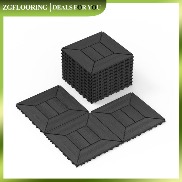 44 Pack Interlocking Deck Tile, Patio Deck Tiles,12x12in Square Waterproof Flooring Tiles All Weather Use, for Outdoor, Indoor, Poolside, Balcony, Backyard