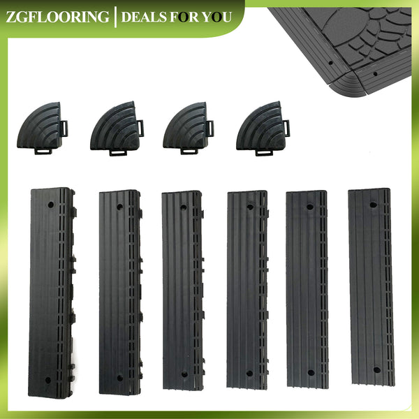 30/60 Pieces Straight Edge Trim And 4 Corners For Interlocking Deck Tiles, Easy interlock Waterproof Fireproof UV Resistant