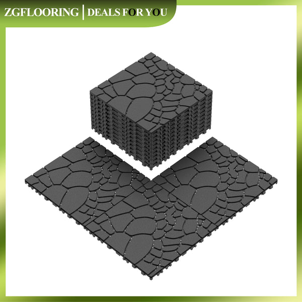 44 Pack Interlocking Deck Tile, Patio Deck Tiles,12x12in Square Waterproof Flooring Tiles All Weather Use, for Outdoor, Indoor, Poolside, Balcony, Backyard